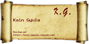 Kain Gyula névjegykártya